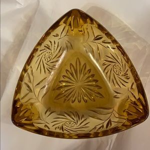 Vintage mid century Hazel Atlas amber ashtray